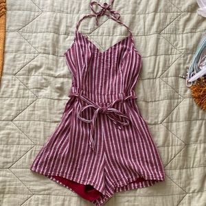 HOLLISTER red and white striped romper